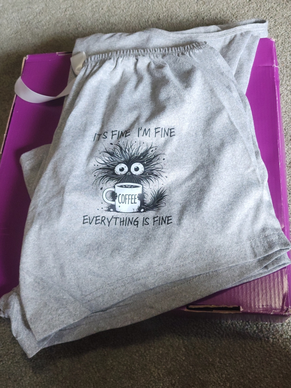 Gray Graphic Pajama Set "It's Fine I'm Fine"